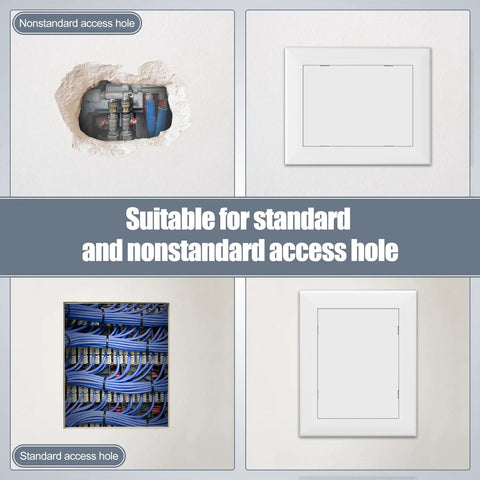 Heavy Duty Self Adhesive Access Panel For Drywall 6 X 8 Inch covering nonstandard access hole with plumbing behind it.