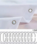 Close-up of the Lightsaber Shower Curtain Neon Glow Lightning Theme For Video Game Fans Kids Teens Waterproof Polyester Curtain 72x72 With 12 Hooks showing grommets and hooks.