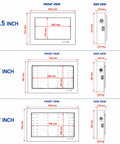 Dimensions diagram for Slick Outdoor Commercial Wall Mount Digital Signage Player 21.5 Inch LED Display with measurements.