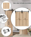 84 Inch Bifold Barn Door With 90 Inch Hardware Kit Included, Space Saving Folding Design, 4 Panel Set, Premium Rustic Style