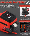 Dual Motor Electric Strapping Machine With 2x4000mAh Battery Built To Last Heavy Duty Tension Up To 3800N Fast Budget Friendly Easy Tightening For Pallets Strapping Made Simple, 2x4000mAh battery