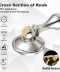 Solid Brass Cabinet Knobs With Polished Nickel Finish 2 Pack, side view highlighting solid brass material and multi-layer finish.