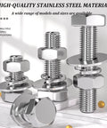 Built Different 50 Piece Set Of 304 Stainless Steel Hex Bolts And Nuts M14 Diameter 160 To 200Mm Long assorted stainless fasteners with nuts and washers