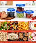 10 Pack 17 Oz Reusable Freezer Storage Containers With Twist Top Lids Airtight Clear Plastic Meal Prep Containers For Leftovers Lunch Fruit Salad Snacks And Small Soup Microwave Safe filled with fruits