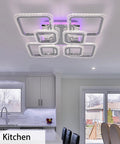 Dope 100W LED Flush Mount Ceiling Light With Remote Dimming And Color Temperature Control, modern kitchen setting.