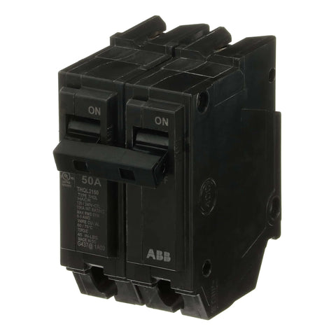 50 Amp Double-Pole Circuit Breaker 120/240 VAC 10 kAIC Thermal-Magnetic LI Long-Time & Instantaneous Trip Plug-In Mount