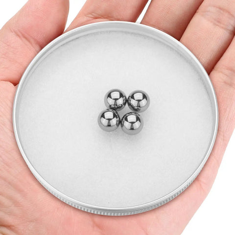 Three Eighths Inch Tungsten Carbide Bearing Balls Set Of Four G5 Grade Ultra Hard Wear Resistant With Smooth Finish For Precision Machinery And Heavy Duty Bearings on hand