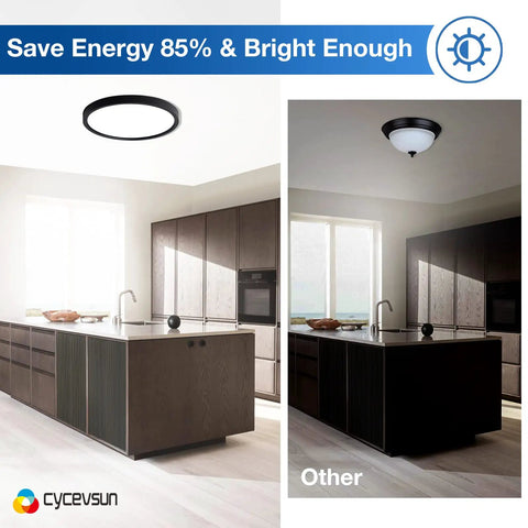 15.8 Inch Black Flush Mount Ceiling Light Dimmable With Three Color Temperature Settings Warm White 3000K Neutral White 4000K Daylight 5000K 24W Low Profile Slick Modern LED Fixture ETL