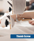 Image of M6 thumb screw on sewing machine, showcasing heavy duty zinc plated steel design and grippy handle.