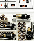 Rivet Nut Assortment Kit With Installation Tool 60 Piece Carbon Steel Set For Automotive Body Panels Metal Frames And Home DIY Projects With M3 M4 M5 M6 M8 Sizes, M6 and M8 inserts in tray