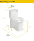 Rock Solid One Piece Toilet With Seat Right Height Elongated Bowl Design dimensions and features illustration in white finish.