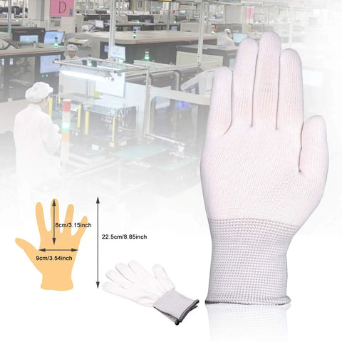 Super Comfy Breathable White Nylon Work Gloves Non Slip For Vinyl Wrapping Pc Building Daily Labor Tasks Soft Skin Feel No Odor One Size Fits Most Pack Of Six Pairs