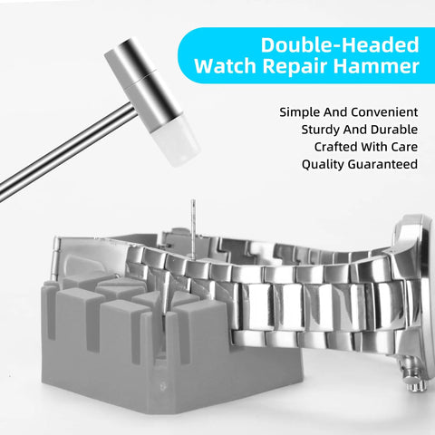 Handheld Watch Band Pliers Set For Stainless Steel Links Remover Tool With Adjustable Bracelet Length Includes Hammer