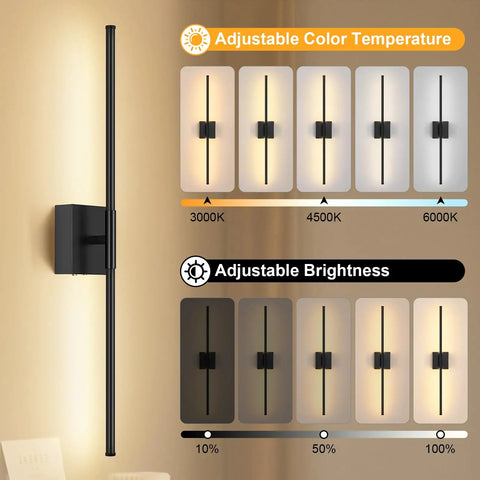 Total Vibe Shift Battery Operated Wall Sconce Set Of Two With Remote Touch Control Dimmable LED Wireless Black Light with adjustable temperature and brightness.