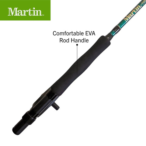 All In One Fly Fishing Kit With Eight Foot Five To Six Weight Three Piece Rod Rim Control Reel Pre Spooled With Line Backing And Leader Includes Dope Custom Fly Tackle Bundle For Freshwater Trout Panfish Bass And More Brown Green showing EVA rod handle