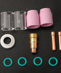 12 Piece TIG Welding Torch Kit For Stubby Gas Lens No 10 With Heat Resistant Glass Cup Fits WP 17 18 26 components