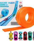 Flexible Track Race Set For Kids With 15 Foot Modular Track, 4 Suction Cups, And Six Diecast Cars In 1 To 64 Scale, A STEM Ready Racing Toy