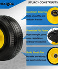 10 Inch Solid Tire And Wheel For Hand Trucks Garden Wagons Carts And Dollies, with yellow hub and black tire, 4.10/3.50-4 Size