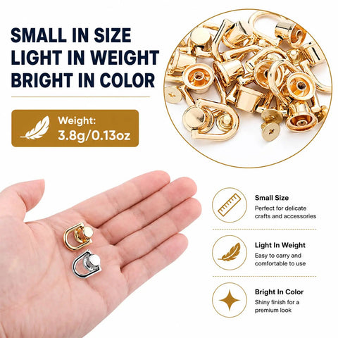 10 Pack Rotatable Ball Head D Ring Stud Buttons For DIY Leather Purses And Backpacks Belts 180 Degree Swivel Metal Rings With Golden Finish Dope Craft Hardware For Bags And Accessories, gold studs on hand