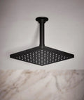 Ceiling-mounted Honesty 8 Inch Square Rain Shower Head Matte Black With 2.5 GPM and Wide Spray Coverage