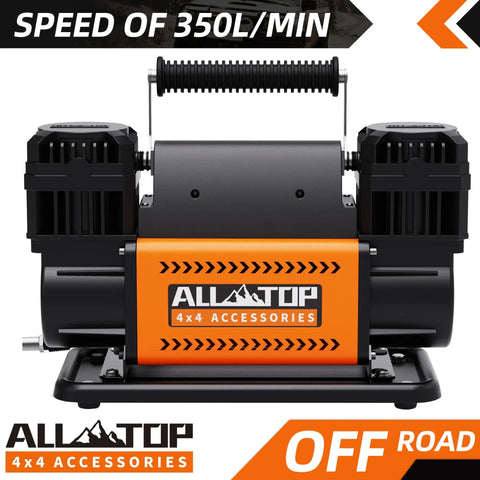Beefy Dual Cylinder Air Compressor With Digital Pressure Gauge Tire Inflator Kit, compact design, front view