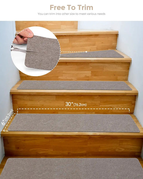Non Slip Stair Treads 14 Pack For Indoor Wooden And Tile Steps, Easy Removal Safety Mats, Kid Friendly, 6x30 Grey on wood steps