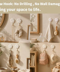 Top Shelf White Self Adhesive Wall Hooks Featuring Chic Paw And Oval Designs For Quick Snap Installation stress-free holds bags and accessories.