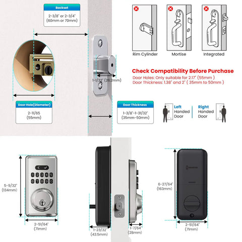 Top Notch Keyless Entry Door Lock With Digital Smart Keypad Deadbolt And Electronic Home Security Featuring Slick Anti Peeking Password Access With Spare Alloy Keys