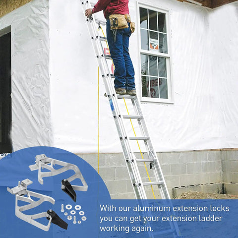 Extension Ladder Locks for Aluminum Ladders 24ft 28ft 32ft Rung Lock Kit Replacement on aluminum ladder with installer
