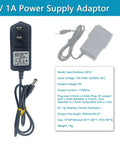 9V 1A adapter for Breadboard Power Supply Module With 3.3V And 5V Outputs, including plug and cable specifications.