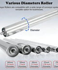 Various diameters of Heavy Duty Stainless Steel Conveyor System Replacement Roller 1 Inch Diameter By 11.8 Inch Length for warehouses.