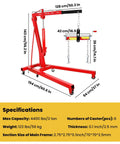 Heavy Duty 2 Ton Engine Hoist With Retractable Telescopic Boom And Six Rolling Caster Wheels Portable Hydraulic Cherry Picker knuckle saving rig dimensions and specifications