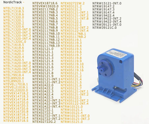Resistance Motor Replacement 411461 6V Tension Motor For Ellipticals And Bikes shown with part numbers list