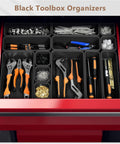 Six Sizes 100 Piece Tool Box Organizer Tray Set For Drawer And Garage Storage Black Plastic Divider System