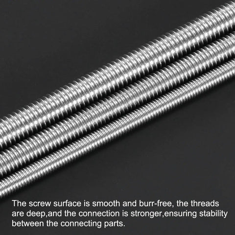 Rugged M4x40mm Stainless Threaded Rod Set With Nuts And Washers 304 Stainless Steel close-up showing fully threaded bars on black background