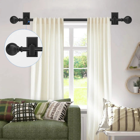 No Drill Curtain Rods For Windows 36 To 88 Inches With Adhesive Brackets Five Eighth Inch Sash Rod Easy Install in living room