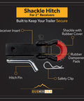 Beefy Heavy Duty Shackle Hitch For 2 Inch Receivers With 15 Ton Break Strength, 5/8 Inch Screw Pin Included, red D Ring Shackle.