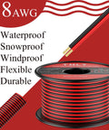18 Gauge Wire 120Ft 2 Conductor Red And Black Hook Up Cable on spool, showcasing flexibility and weatherproof features