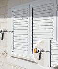 24 Set 3 Inch Shutter Fasteners With Black Vinyl Caps, Stainless Steel 304 Exterior Window Hardware For DIYers installation view