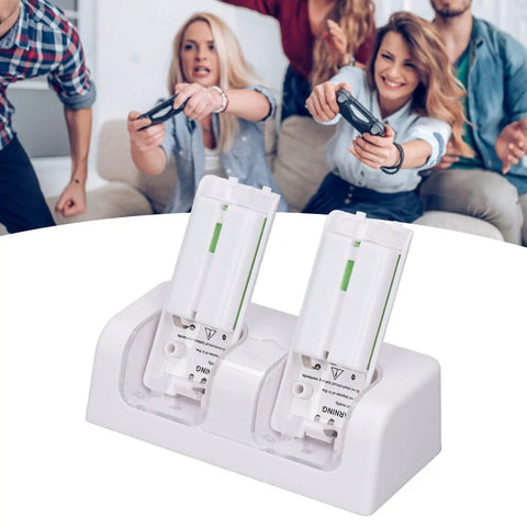 Dual Remote Charger Dock With Built In 2800mAh Batteries For Game Consoles And Smart TVs 4 In 1 Remote Charging Station Easy Drop