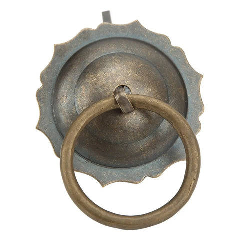 Antique Brass Cabinet Knob With U Shaped Needle Mounting Kit For Doors Drawers And Wardrobes With Old School Vibe, front view