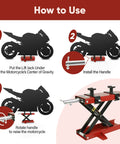 How to use Motorcycle Lift Center Scissor Jack Beast 1100 Lb Capacity With Saddle And Pin Steel Hoist Stand for Motorcycles