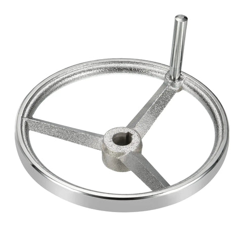 Rotary Handwheel 200mm Diameter Cast Iron Chrome Plated With Handle For Milling Machines And Lathes Silver Tone Durable Machining Accessory