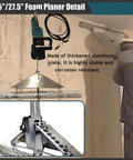 Pro Grade Foam Planer For Spray Foam Insulation Trimming, heavy duty aluminum design, close-up detail of cutting edge.