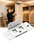 Heavy Duty Cabinet Corner Brackets with Screws for 90 Degree Braces on DIY cabinets, showing installation on wooden frame