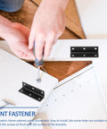 Installing Stainless Steel 90 Degree Corner Braces L Shaped Brackets With Screw Holes 4 Pack For Securing Shelving And End Tables