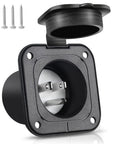 Heavy Duty 15A AC Shore Power Flanged Inlet With Waterproof Nema 5-15P Male Receptacle Flush Mount Outlet mounted with screws.