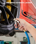 Closed Ball Tire Air Chuck With Clip-On, 0.25 Inch FNPT, And 360 Degree Swivel Quick Plug For Fast Tire Inflation, Car And Truck Use, Durable Clip-On Chuck That Keeps Hoses From Twisting on wheel valve