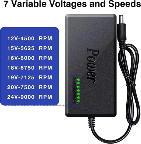 7 speed variable power supply unit for ZephPerton 96 Watt Mini Lathe Machine with RPM settings from 4500 to 9000.