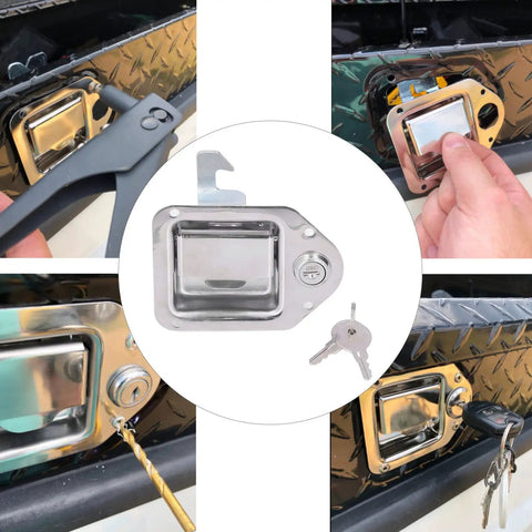Top Shelf Heavy Duty Truck Toolbox Lock Handle With Two Keys Forged From Genuine 304 Stainless Steel Bright Chrome Paddle Latch Secures Gear For Rv Atv Utv Trailers